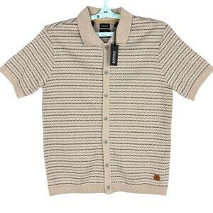 NWT Buffalo David Bitton Mens Wrenley Short Sleeve Light Brown Knit Shirt Size M